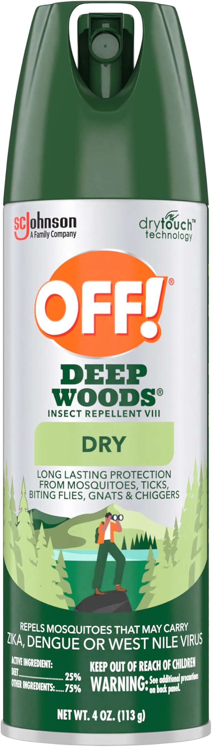 OFF! Deep Woods Dry Bug Spray Insect Repellent VIII Long Lasting Outdoor Protection from Mosquitoes and Ticks 4 Ounce (Pack of 12)