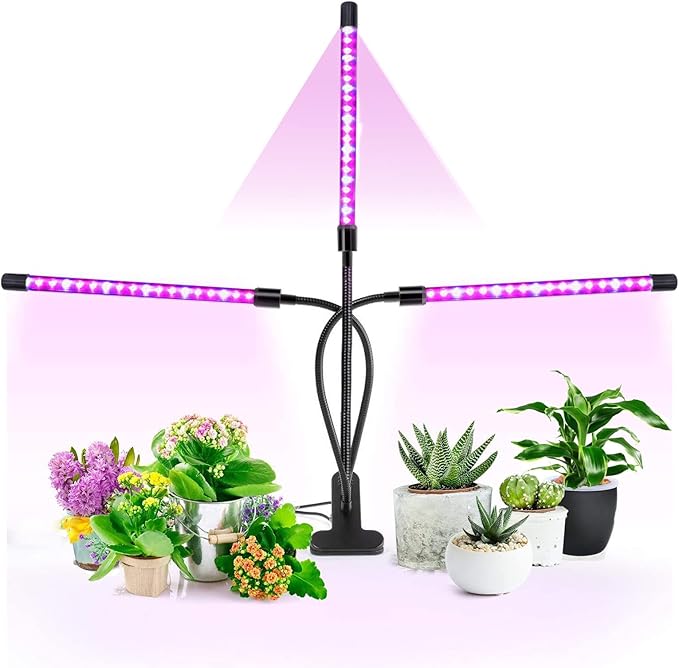 Grow Lights for Indoor PlantsPlant Grow Light Red Blue Timing Adjustable Angle Bright USB Powered 3 Head LED Grow Lights for Gardening Potting Plant Grow Light Plant Light Plant Light for Indo