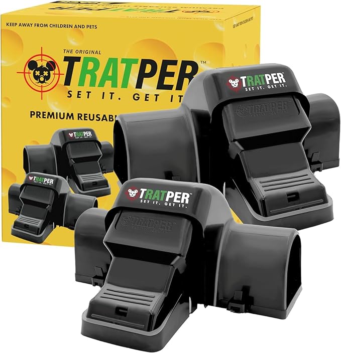 TRATPER Rat and Chipmunk Traps. Prevents Accidental Triggering with Dual Tunneled Design. Covered Snap Traps for Humane Kill Reusable Pest Control for Rats Indoor &amp Outdoor Use. 2 Pack