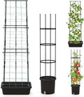 Happygrill 2 Pack Tomato Cage Metal Garden Trellis w/Adjustable Height &amp Self-Watering System for Vines Potted Plants Vegetables Tall Plant Support Tomato Trellis w/Planter Box