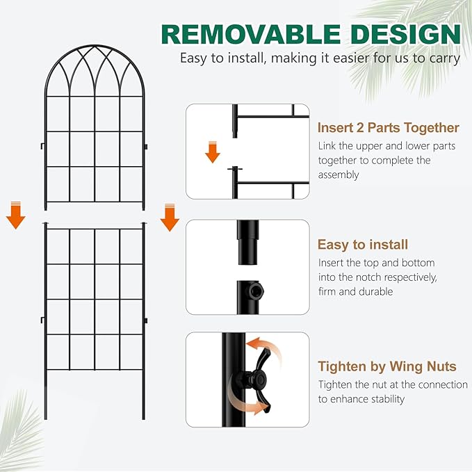 4 Pack Metal Garden Trellis for Climbing Plants Black Metal Garden Trellis for Vines Plant Rose Vegetable SupportLarge Decorative Outdoor Trellis