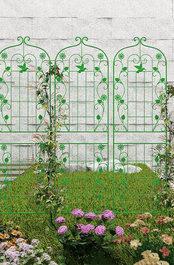 1 Pack Large Garden Trellis for Climbing Plants 6ft/6.8ft Heavy Duty Rustproof Plant Trellis for Patio Lawn Yard Backyard Wall Brackets (Color : Green- 210cm-82.6in Size : 2pcs)