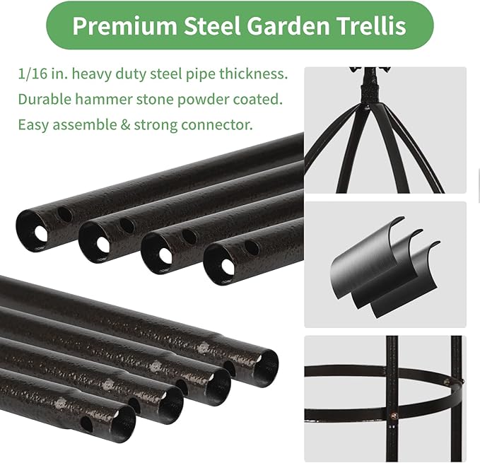 Garden Obelisk Trellis for Climbing Plants Outdoor 6.3 Feet Tall Rose Heavy Duty Metal Trellis Plant Support for Vines Clematis Flowers Bronze