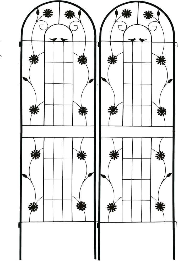 2 Pack Large Garden Trellis Heavy Duty Rustproof Iron Plant Trellis for Potted Plant Support Metal Climbing Rose Trellis Vine Vegetable CucumberBlack-71 H x 19.7 W