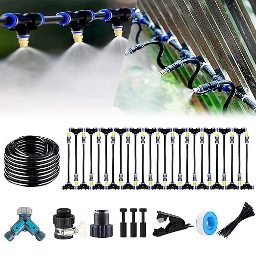 Update 98Ft Irrigation Copper Nozzle System Automatic Irrigation System with Replaceable 360°Bendable Sprayeratomizing Copper Nozzle for Watering System for Garden Plant Lawn Patio and Yard.(25)