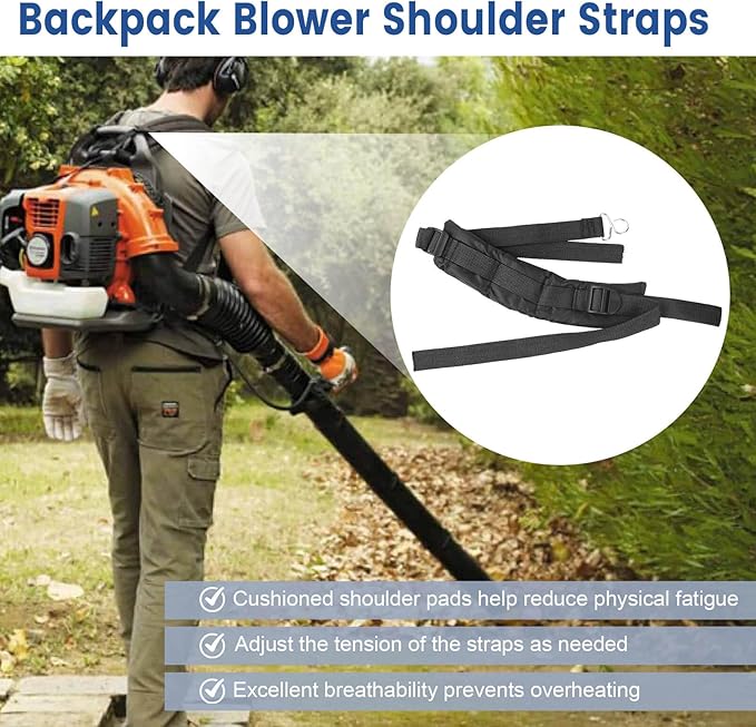 QCG 150BT Shoulder Strap Harness Compatible with Husqavarna 150BF 150BT 170BF 170BT 350BF 350BT 370BFS 370BTS Backpack Blower Replace 511803001 511802901 Left &amp Right Shoulder Strap Set