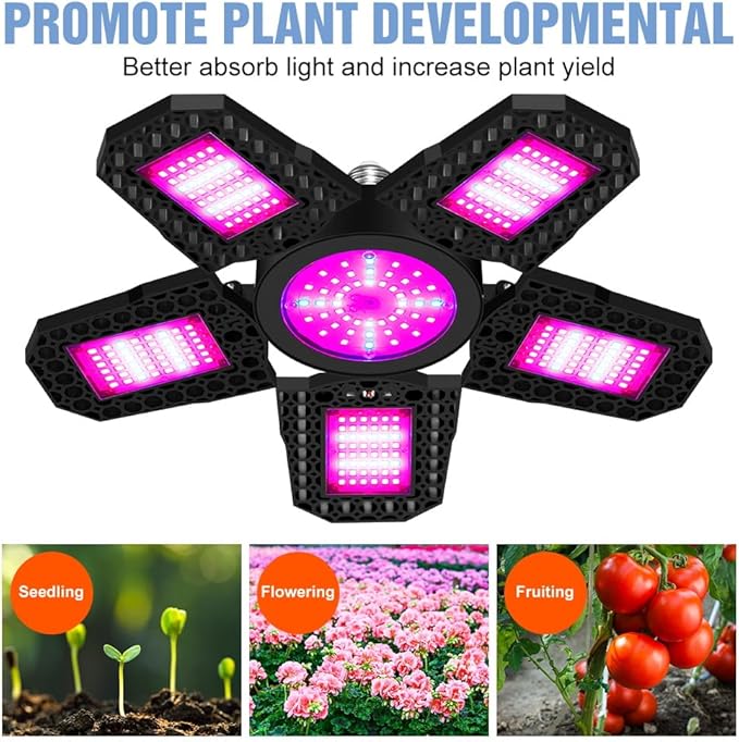 300W LED Full Spectrum Red/blue Plant Growth Light E26/E27 Indoor Low-energy Planting Bulb 100-277V Greenhouse Water Seedling Lighting 110V Adjustable Foldable Panel Seed Culture Lamps UV/IR Vegetable