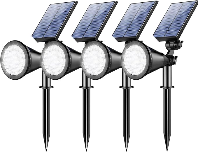 BAdjustable Solar Lights Outdoor Waterproof36 LEDs 1000LM Solar Spot Lights 2-in-1 Solar Powered Spotlights Landscape Lighting for Garden Yard 4 Pack