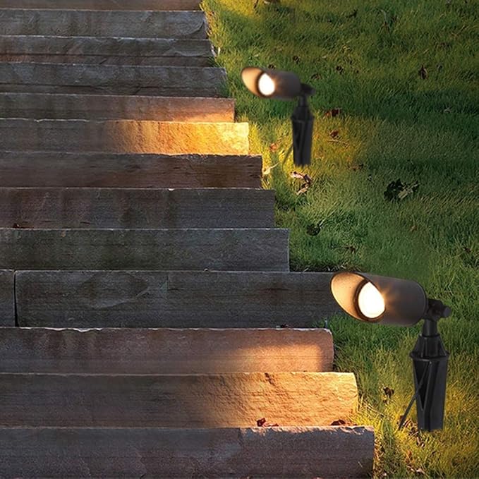 Creative 7W LED Spot Lights Plug-in Type Waterproof Outdoor LED Landscape Lawn Lamps Flexible Angle Adjustable Spotlight Courtyard Ground Flood Lamp for Deck Yard Garden Garage Driveway Decorati