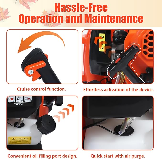 hatleues 52CC Backpack Leaf Blower2.3HP 2-Stroke Engine550CFM &amp 205MPHGas Powered Grass Lawn Blower with Cruise Control Low Vibration &amp Air-Cooled Engine - for Lawn Care Snow &amp Debris