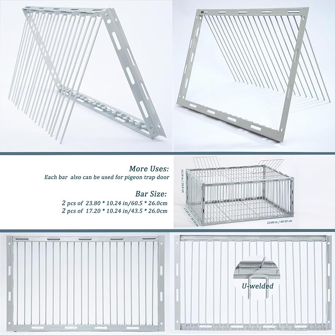 Pigeon Trap with Escape-Proof DesignPigeon Cage with One-Way EntryIdeal Pigeons CoopChicken and Bird Trap CagePortable &amp Easy AssemblyUnharmful Made of High-Strength Iron with Anti-Rust Paint