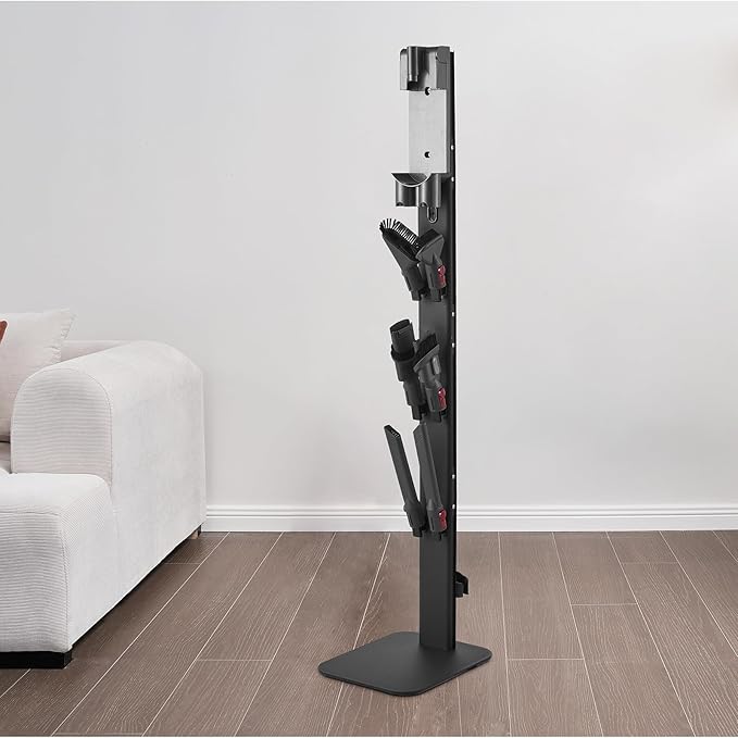 VEVOR Vacuum Stand Compatible with Dyson G5 V15 V12 V11 V10 V8 V7 V6 Series Upright Vacuums Cleaners &amp Accessary Stable Storage Stand Holder with 6 Hooks and Non-Slip Footpads Black