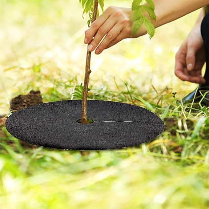 Qivine 12Pack Tree Mulch Ring 20.5 Non-Woven Tree Ring Mulch Mat Reusable Tree Weed Barrier Ring Mat Garden Weed Barrier Landscape Fabric for Weed Control Root Protection