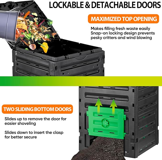 JupiterForce 120 Gallon Large Compost Bin BPA Free Outdoor Composting Tumblers for Garden Patio Easy Assembling Fast Creation of Fertile Soil Lightweight