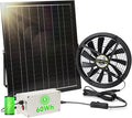 Solar Exhaust Fan with Battery 40W 10 Solar Powered Fans for Greenhouse with 60Wh Battery Run Day &amp Night Solar Vent Fan for Shed Chicken Coop Dog House Outside Waterproof &amp Low Noise