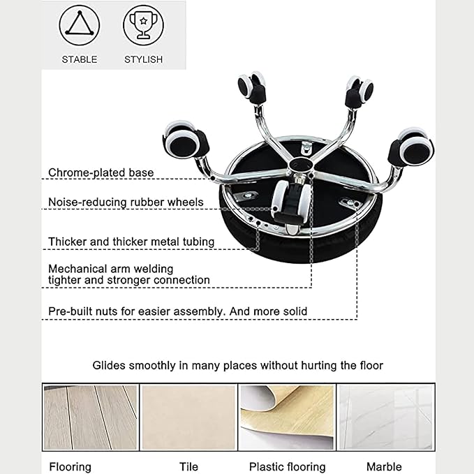 N/A Rolling Stool with Wheels Mini Rolling Scoot Stool with Cushion for Factory Library Laboratory Garage Gardening HomeC