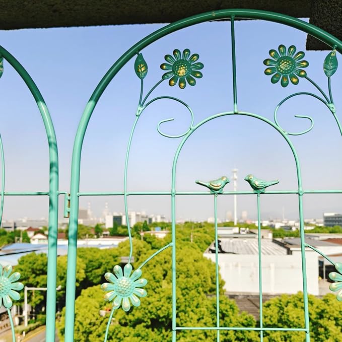 Metal Garden Trellis for Climbing Plants Vines Rose Rustproof Trellis for Outdoor Decor Garden Backyard Patio Outdoor Flower Support Easy Assembly 86.7 x 19.7 (Green 2 Pack)
