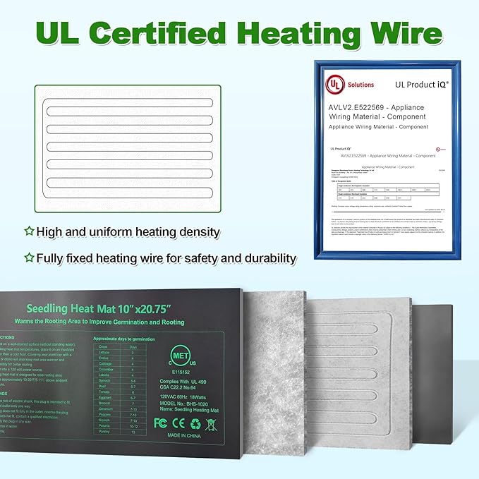 Seedling Heat Mat with Thermostat Pack of 4 Dual Certified by MET and UL Plant Heating Mat Pad Equipped with A Temperature Probe It Automatically Maintains A Constant Temperature