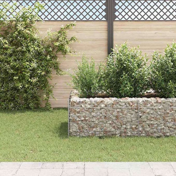 YAFF Large Metal Gabion Raised Bed for Stylish Gardening Silver Galvanized Steel High Load Capacity 1400kg/m³ Durable Outdoor Planter Easy Assembly Ideal for Gardens and Patios