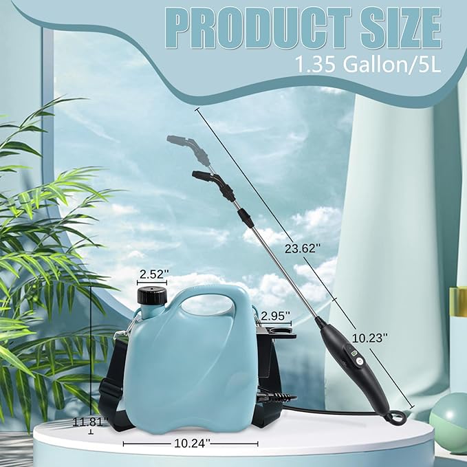 Battery Powered Sprayer 1.35 Gallon Electric Garden Sprayer in Lawn with 3 Mist Nozzles USB Rechargeable Handle Retractable Wand Yard Pump Sprayers with Adjustable Shoulder Strap for Plants
