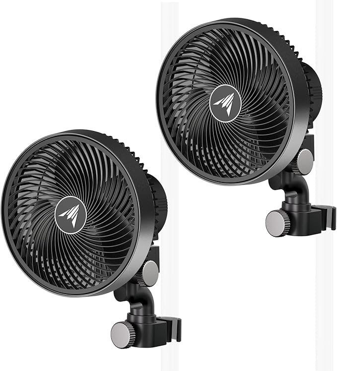 AC Infinity CLOUDRAY S6 2-Pack Grow Tent Clip Fan 6” with Redesigned Long-Life EC Motor Custom 10 Dynamic Wind Speeds and 10-Level Oscillation for Hydroponics Circulation Cooling 2-Count