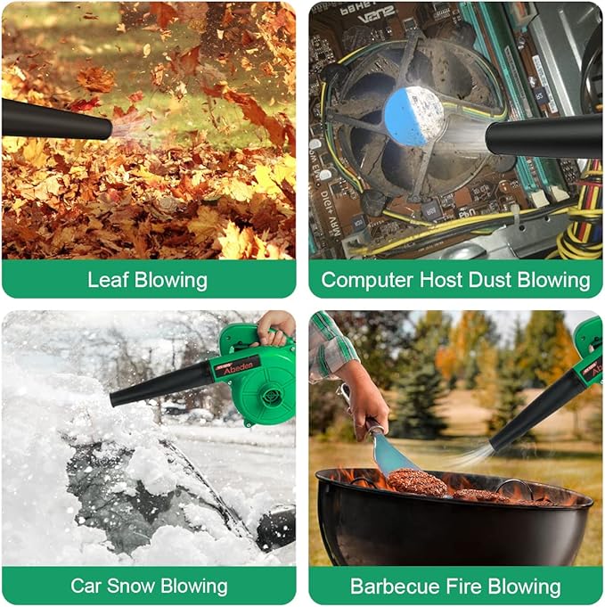 Corded Electric Leaf Blower2 in 1 Small Handheld Lightweight Sweeper/Vacuum110V 400W Portbale Blower for Leaf/Snow/Dust Blowing (Green)
