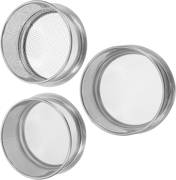 Stainless Steel Soil Sieve 3 Pcs Stainless Steel Sieve Fine Mesh Sifter for Powder Separation Soil Sifting 10 80 200 Kitchen Strainer