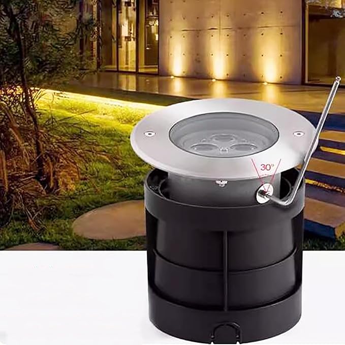 LED Buried Lights - Outdoor Landscape Lights 30° Adjustable Angle Spotlight IP67 Waterproof Round Recessed Polarized Ground Light Garden Patio Decorative Lighting Floor Lamp(White36W) (Green 18W)