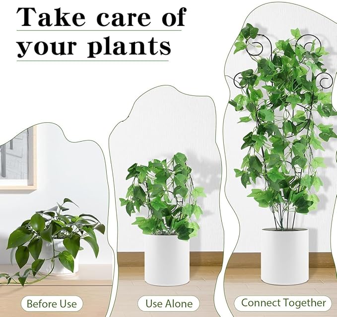 Plant Trellis Indoor Stackable Plant Trellis Climbing Plant Small Plant Climbing TrellisTrellis for Climbing Plants IndoorMetal Garden Trellis for Ivy Pothos Monstera Hoya Flower Vine (4PCS)