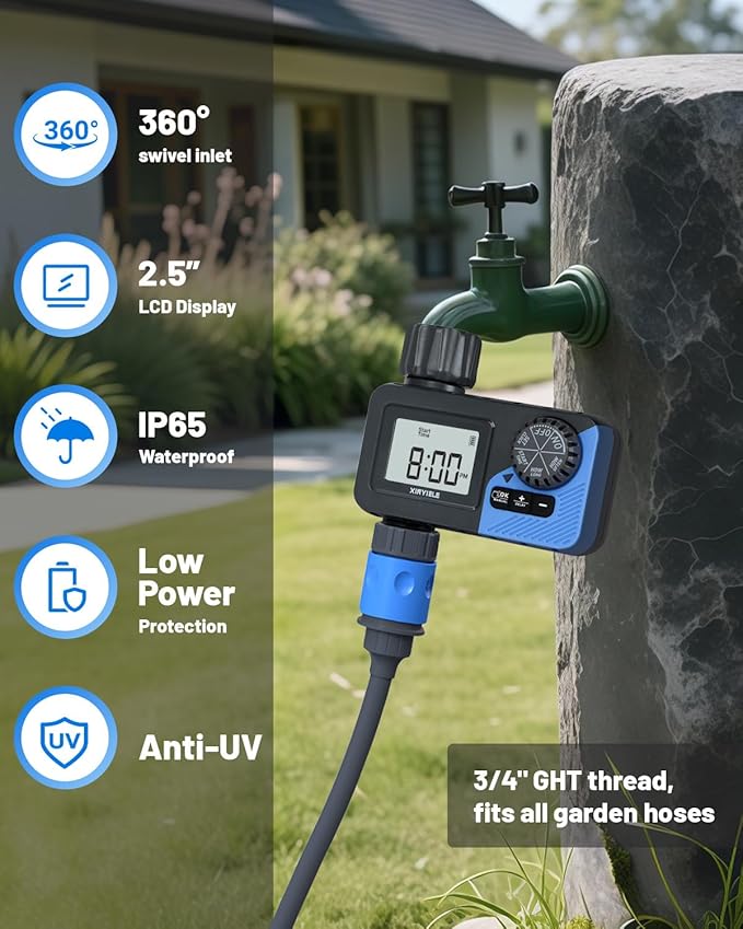 Smart Sprinkler Timer Programmable Garden Smart Hose Watering System Equipment for Garden Automatic Irrigation for Yard/Lawn 1 Outlet