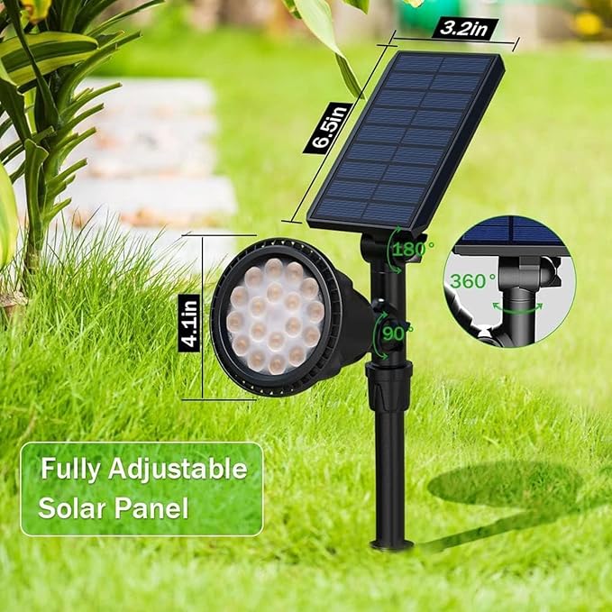 18led WarmSolar Color Changing Spot Lights Outdoor Waterproof 2 Pack Multicolor Landscape Spotlights 180° Solar Powered Lights Height Adjustable for Courtyards Balconies Gardens