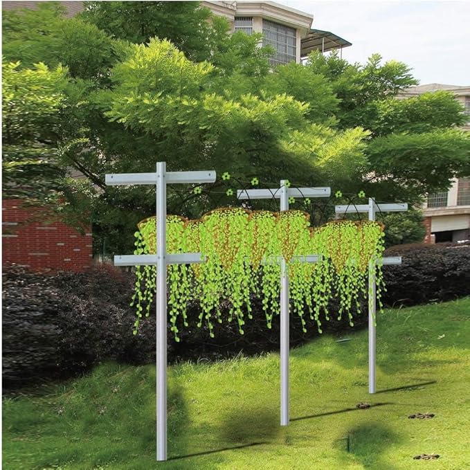 Mr Garden 5-Feet Garden Trellis 2pack Set for Raspberry and Climbing Plants Heavy Duty Outdoor Stake Vineyard Trellis Fiberglass Rust-Proof 2 Cross-bar Adjustable Height (2 Trellises)