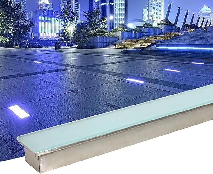 Ground LED Landscape Lights Outdoor Buried Lights - IP67 Waterproof Recessed Floor Spotlight DC 24V Low Voltage Long Strip Recessed Wall Lamp(White12W-100 * 5 * 6cm)