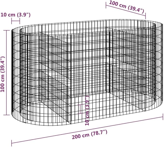 Gabion Raised Bed Galvanized IronRaised Flower BedsGardening PlantersMultifunctional Raised BedPlant Privacy FenceGreenhouse Planterfor GardensPatiosalconiesTerraces78.7x39.4x39.4