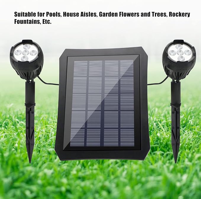 flexman 2Pcs Outdoor Solar Lights Energy Saving Simple Operation Spot Lights Outdoor Fully Enclosed Design Landscape Spotlights with Solar Panel for Outside Yard Pathway
