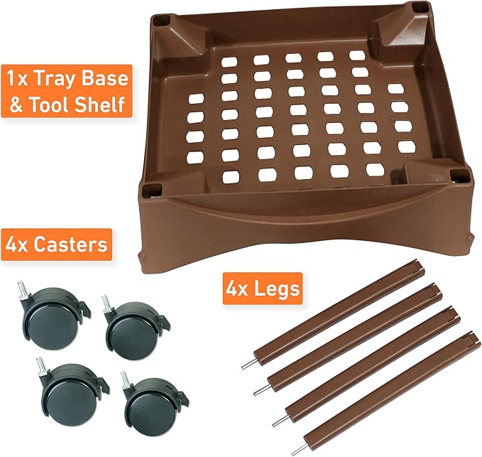Emsco Group 2401D Includes Legs and Casters-Turns Raised Bed Garden Patio Pickers Stand Accessory Kit Brown