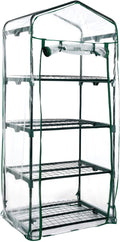 Aoodor 27x19x63 Inch 4 Tier Upgrade Greenhouse with Protective PE/PVC Base for Tidier and Cleaner Indoor Outdoor Gardening on The Deck Patio or Backyard Transparent