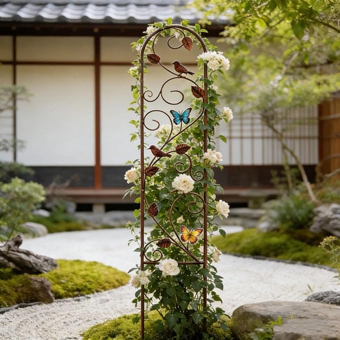 Metal Garden Trellis for Climbing Plants Iron Art Plant Support Decorative