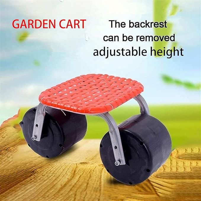 Garden Rolling Stool with ling Pad Garden Cart Tool Planting Picking Moving Chair with Wheels Garden Cart Rolling Work Seat Adjustable 360°