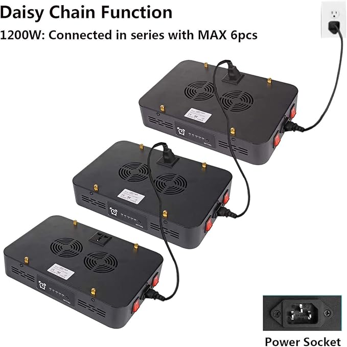 1200W LED Grow Light Growing Lamps with Veg/Bloom Dual Switches Timer Control Full Spectrum Grow Light Fixtures with Daisy Chain for Hydroponic Greenhouse Indoor Plant Veg and Flower