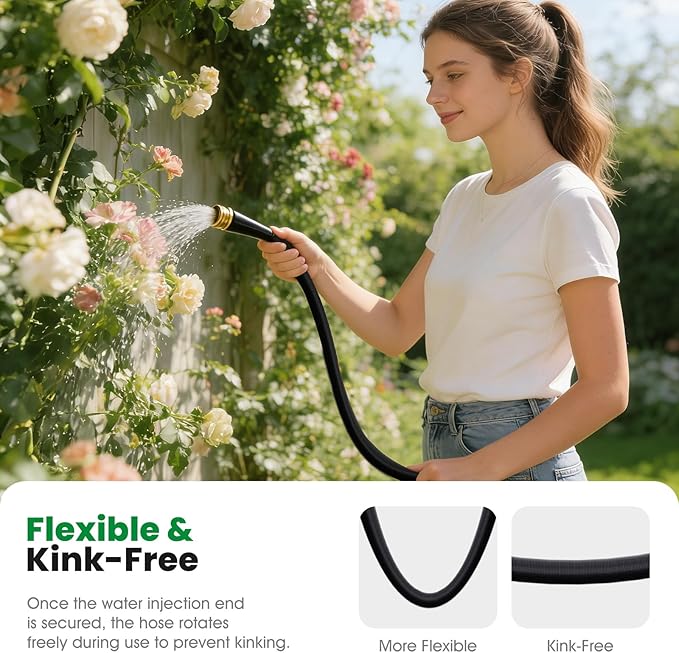 Garden Hose 50FT Non-Expanding Water Hose Ultra Lightweight Kink-Free Burst-Resistant Lead-Free Durable &amp Flexible High-Pressure Hose for Yard Lawn Outdoor Car Washing