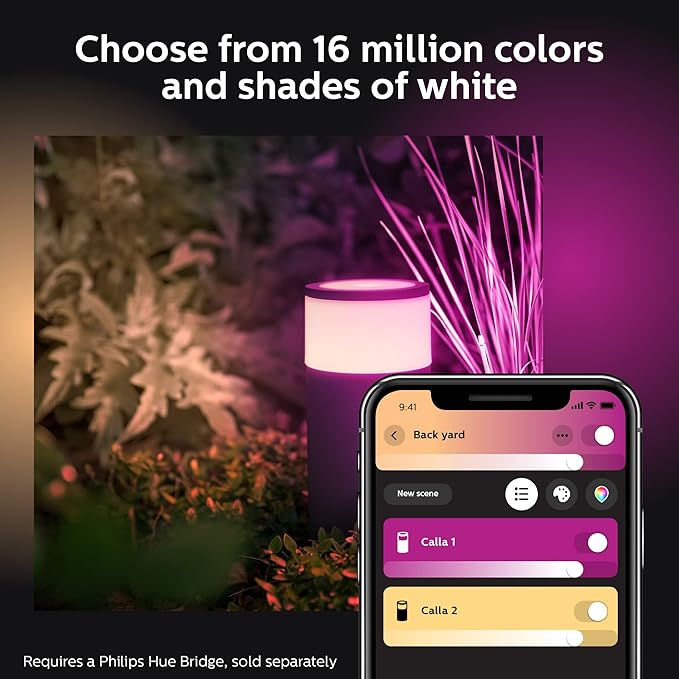 Philips Hue Calla Outdoor Smart Pathway Light 3 Pack White &amp Color Ambiance Walkway LED Lights Weatherproof Low Voltage Lighting Requires Bridge and Power Supply Control with App and Voice