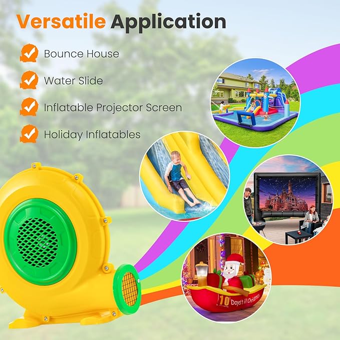 Costzon Air Blower 480W Bounce House Blower Pump Fan Commercial Inflatable Bouncer Blower 1920pa Air Blower for Inflatables Perfect for Inflatable Water Slide Jumper Bouncy Castle
