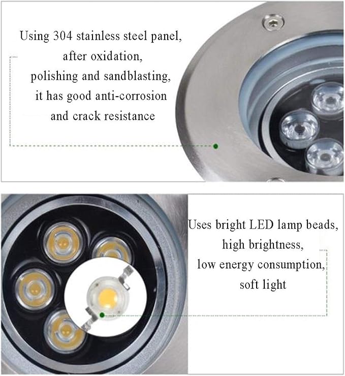 LED Garden Landscape Light - IP67 Waterproof Buried Lamp Gardens 85-265V Recessed Floor Light Adjustable Angle Underground Light High Brightness In Ground LED Lights(Warm White Light15w)