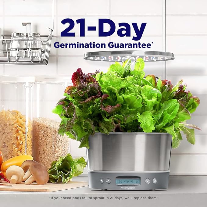 AeroGarden Harvest Elite 360 Indoor Garden Hydroponic System with LED Grow Light and Herb Kit Holds up to 6 Pods White