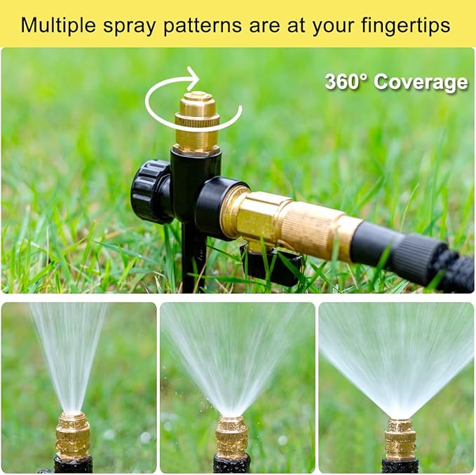 FANHAO Metal Lawn Sprinkler for Yard 2 Pack Automatic Garden Water Sprinkler on Spike Base Adjustable Brass Sprinkler Nozzle 360 Degree Large Area Coverage for Lawn Grass Patio Garden Irrigation
