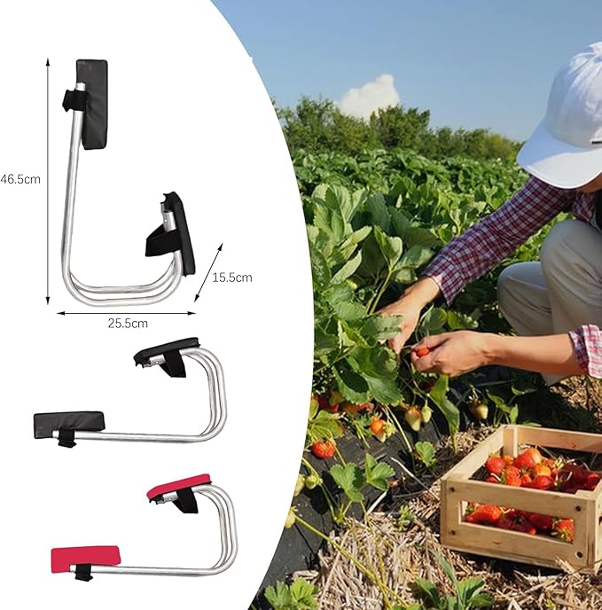 Garden kneeler knee seat stool ergonomic chair Ergonomic Gardening Seat Tool Strap on Kneeling Device Farm Work Protect Knees Including Hand Trowel Transplant Trowel and Cultivator Hand Rake(Red)