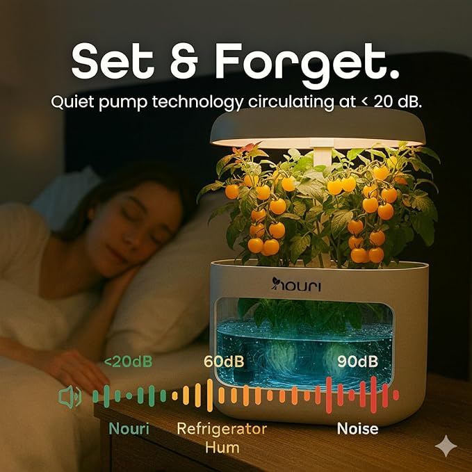 Nouri 5 Pod APP Smart Garden for Home Cooks with Heirloom Basil | Hydroponics Growing System Kit | LED Grow Lights | Indoor Gardening System | Herb Garden Planter Indoor Kit | Gifts for Women &amp Me