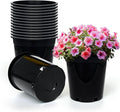 1.5 Gallon Plastic Nursery Pots 7.5 Inch Round Plant Pots with Drainage Holes 15 Pack Flower Pots for Outdoor Indoor Plants Flowers Gardening Gifts for Women Black