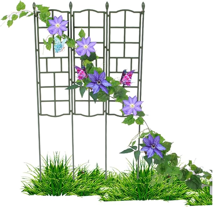 Garden Trellis for Potted Plants Foldable Plants Support Lattice Fence Vertical Panels Trellis for Climbing Plants Vegetables Flowers Roses Clematis Green(Size:50x90cm(19.7x35.4in))